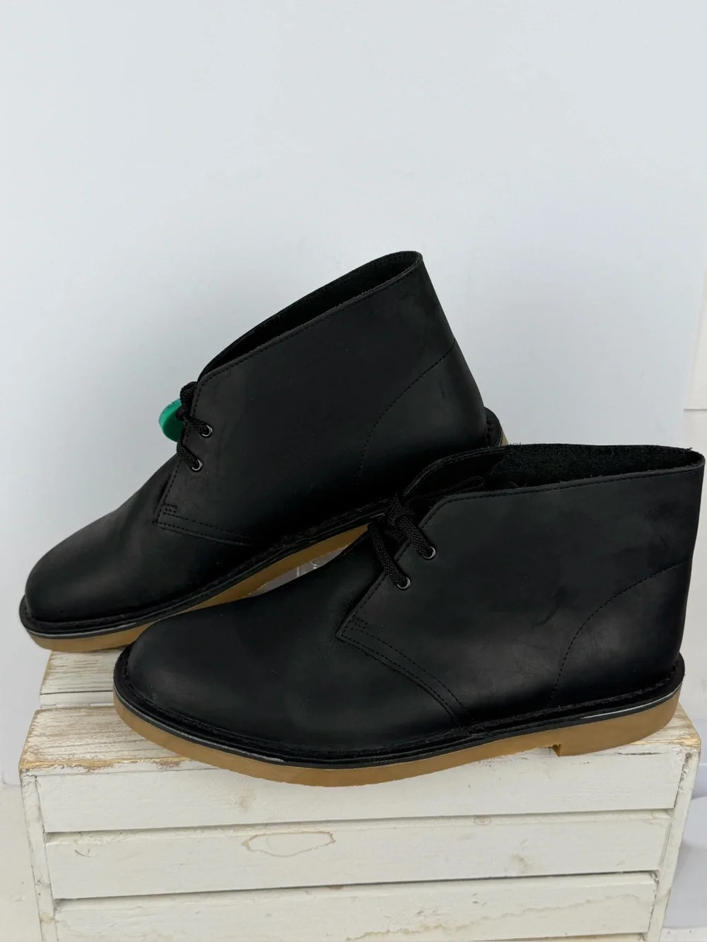 Clarks Bushacre 3 Chukka Boots classic black leather upper size 11W